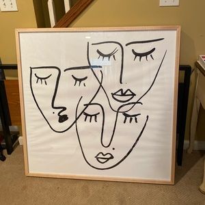 Minimalist Faces artwork 40x40 wood frame